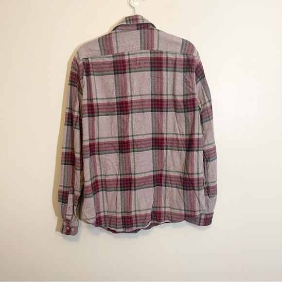 Merona Men's Red Flannel Plaid Collared Cuffed Long Sleeve Button-Up Shirt XL - Picture 2 of 13